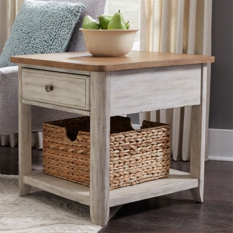 Farmhouse Reimagined End Table with Basket