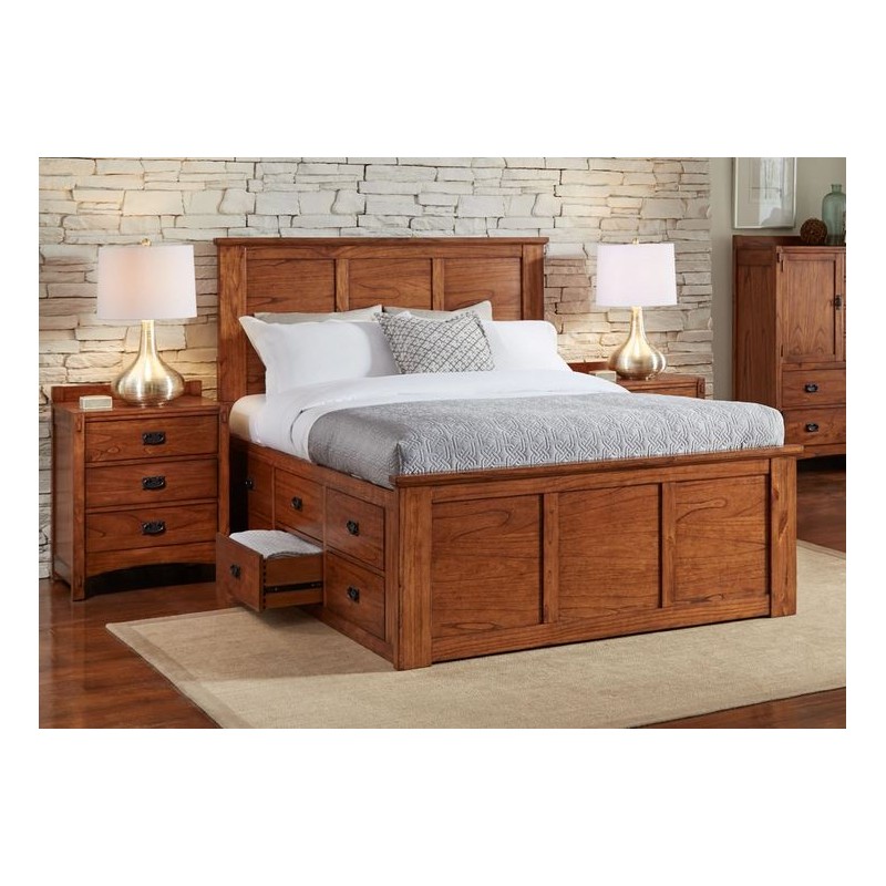 Mission Hill Queen Captains Bed Cedar Hill Furniture